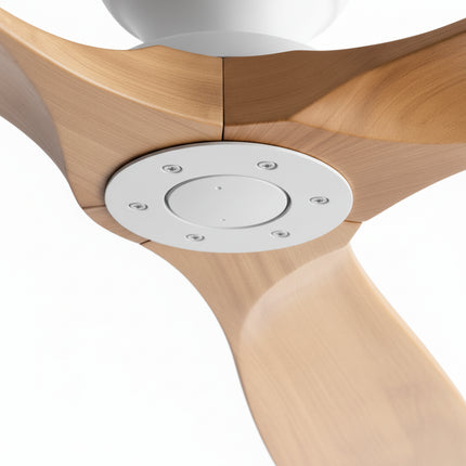 Ventilateur de Plafond en Bois Massif – Bois Naturel et Blanc