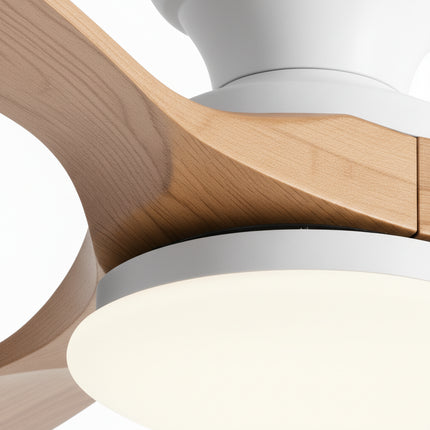 Ventilateur de Plafond avec Éclairage LED – Bois Naturel et Blanc