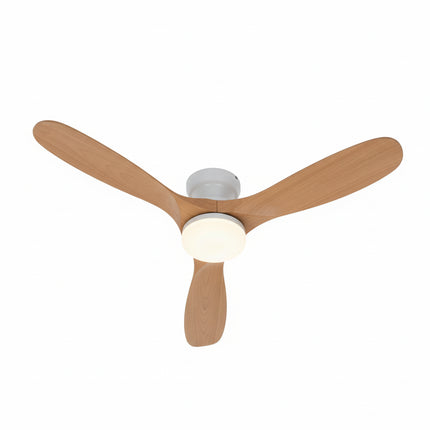 Ventilateur de Plafond avec Éclairage LED – Bois Naturel et Blanc