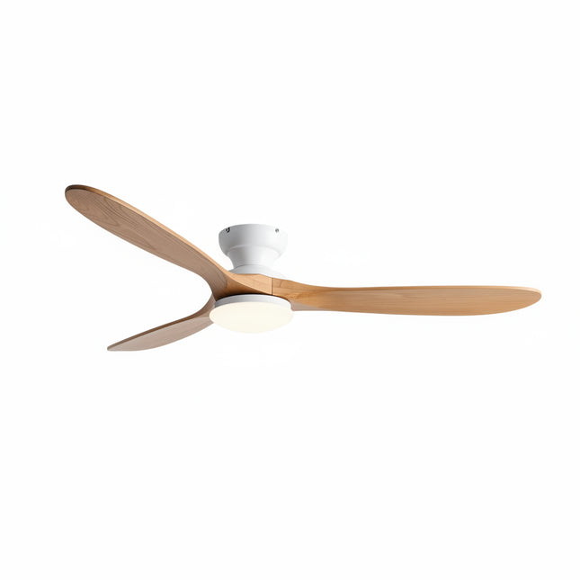 Ventilateur de Plafond avec Éclairage LED – Bois Naturel et Blanc