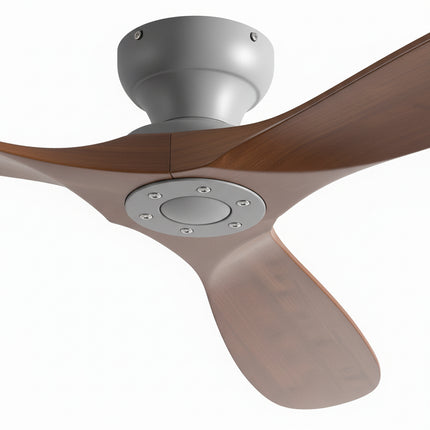 Ventilateur de Plafond en Bois Massif – Bois Foncé et Gris
