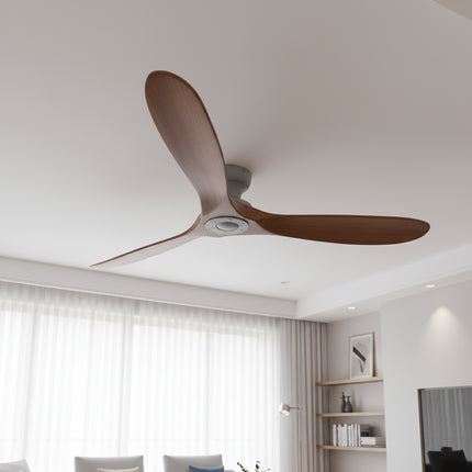 Ventilateur de Plafond en Bois Massif – Bois Foncé et Gris