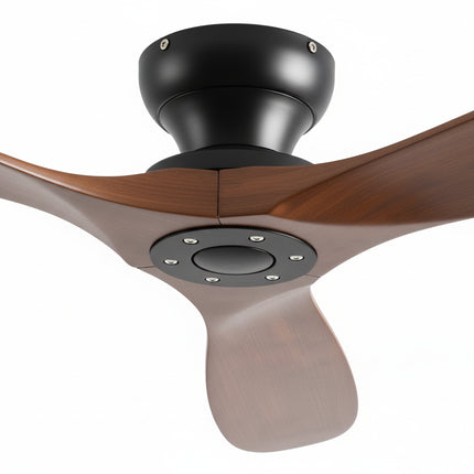 Ventilateur de Plafond en Bois Massif – Bois Foncé et Noir