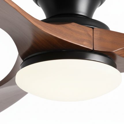 Ventilateur de Plafond avec Éclairage LED – Bois Foncé et Noir
