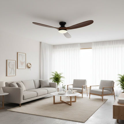 Ventilateur de Plafond avec Éclairage LED – Bois Foncé et Noir