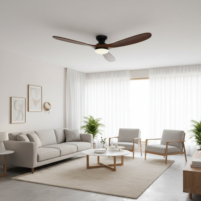 Ventilateur de Plafond avec Éclairage LED – Bois Foncé et Noir