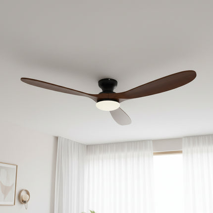 Ventilateur de Plafond avec Éclairage LED – Bois Foncé et Noir