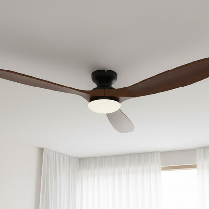 Ventilateur de Plafond avec Éclairage LED – Bois Foncé et Noir