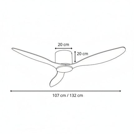 Ventilateur plafond Silencieux Moteur DC - Blanc & ABS Bois Clair