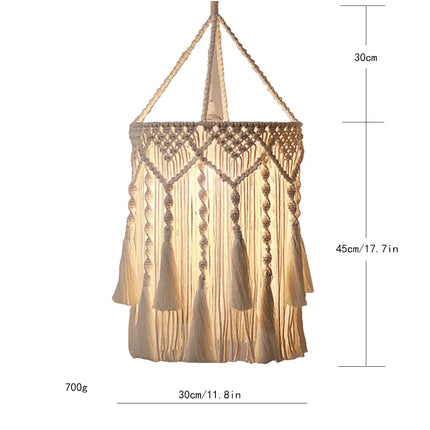Abat-jour circulaire en macramé modèle A en coton naturel