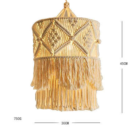 Abat-jour circulaire en macramé modèle B beige naturel