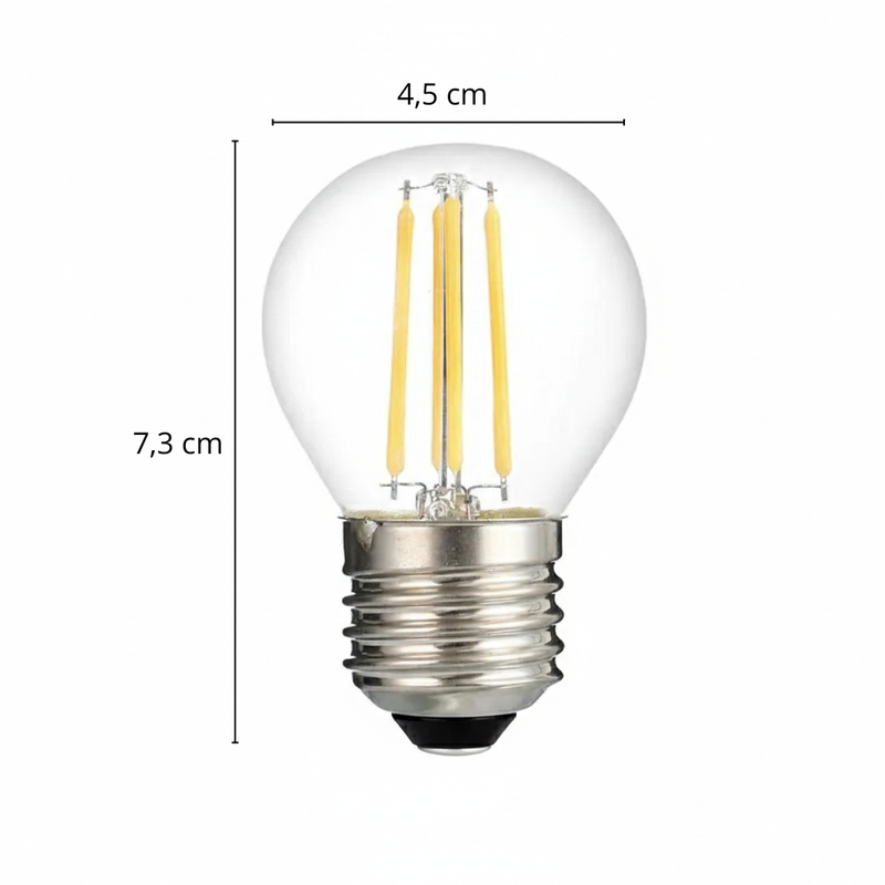 Dimensions Ampoule LED Filament E27 G45 4W - Blanc Chaud 2700K