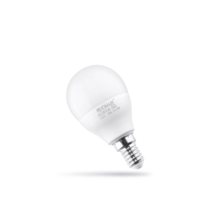 Ampoule LED E14 3000K blanc chaud posee sur fond neutre, vue packshot