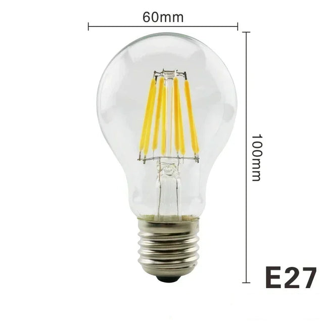 Ampoule LED filament Edison A60 à culot E27, verre transparent, Ø 60 x 100 mm