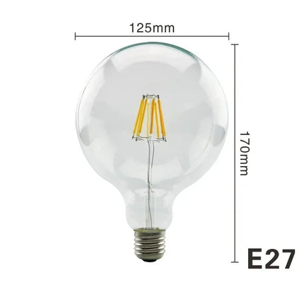 Ampoule LED filament Edison grand globe G125 à culot E27, Ø 125 x 170 mm