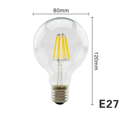 Ampoule LED filament Edison globe G80 à culot E27, Ø 80 x 120 mm