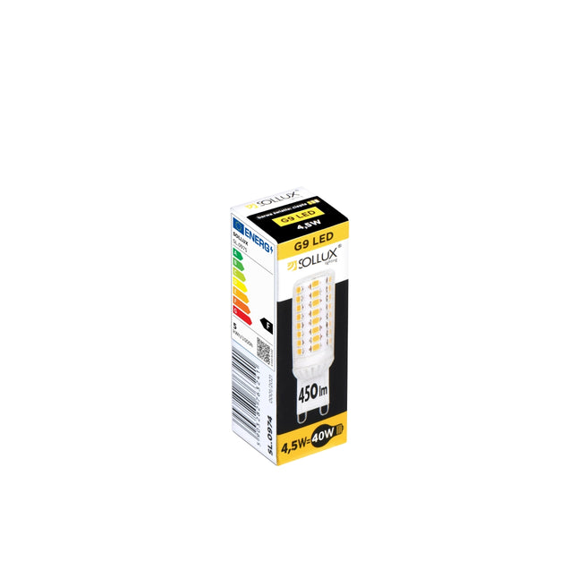 Ampoule LED G9 vue de profil montrant le format compact et le culot a broches