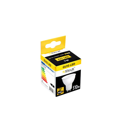 Ampoule LED GU10 vue de profil montrant le reflecteur et le culot a broches