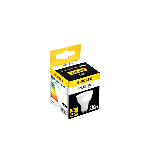 Ampoule LED GU10 vue de profil montrant le reflecteur et le culot a broches
