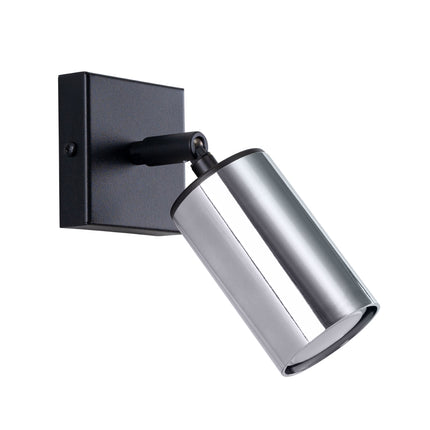 Applique Acier Luxe Noir/Chrome, spot orientable, éteinte