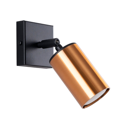 Applique Acier Luxe Noir/Cuivre, spot orientable, éteinte