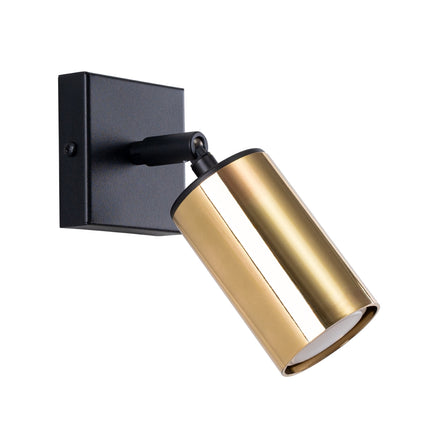 Applique Acier Luxe Noir/Doré, spot orientable, éteinte