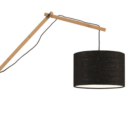 Applique murale Andes bambou naturel et abat-jour écolin noir sur fond blanc
