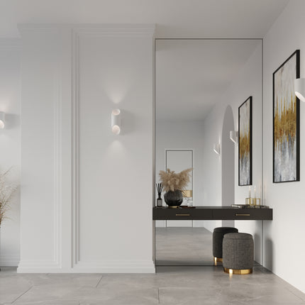 Détail de l'applique murale Bambou 30 en aluminium blanc