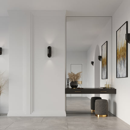 Détail de l'applique murale Bambou 30 en aluminium noir