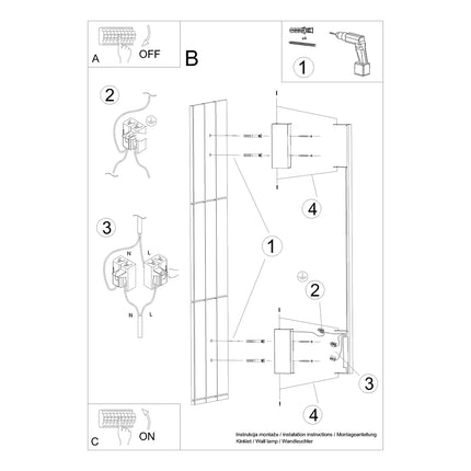 Instructions de montage de l'Applique Barre Contemporaine sur ses deux embouts muraux