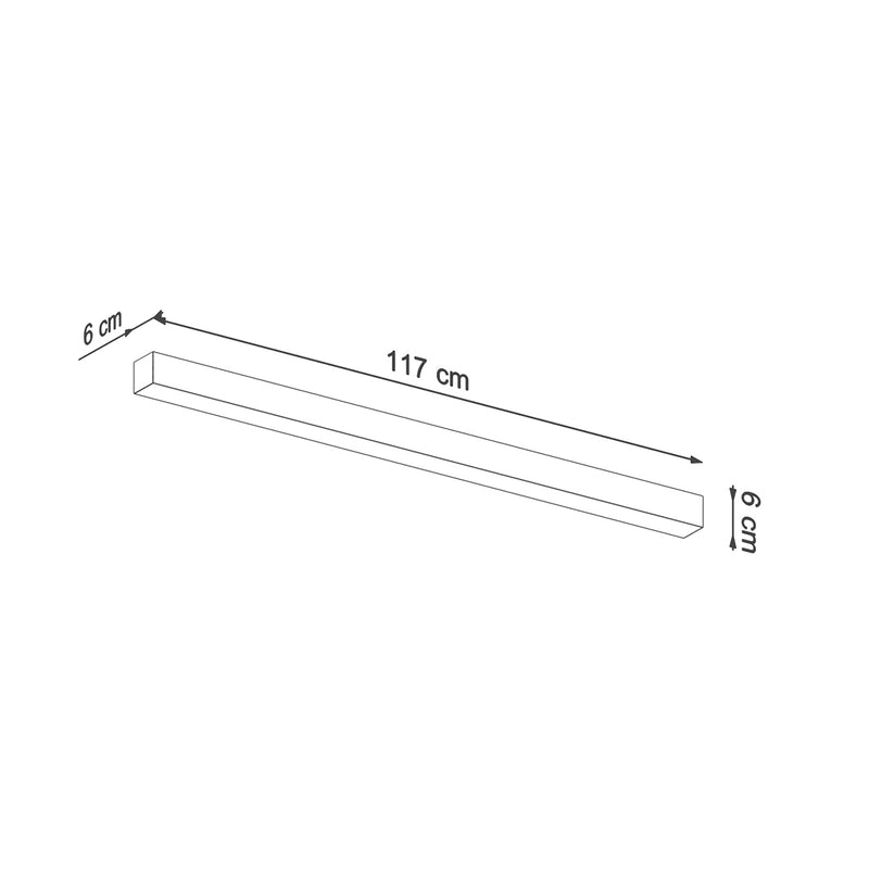 Dimensions Applique Barre Moderne LED Aluminium 118 cm Noire