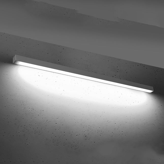 Applique barre moderne LED grise 150 cm allumée, diffuseur opale lumineux homogène