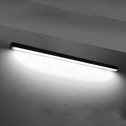 Applique barre moderne LED noire 150 cm allumée, diffuseur opale lumineux homogène