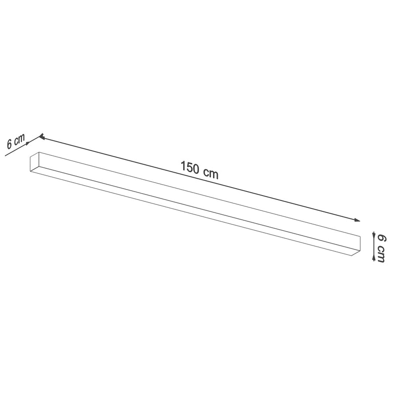 Dimensions Applique Barre Moderne LED 150 cm Aluminium Noir