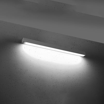 Applique barre moderne LED grise 90 cm allumée, diffuseur opale lumineux homogène