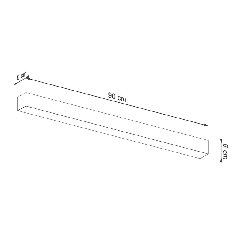 Dimensions Applique Murale Linéaire LED 90 cm en Aluminium Gris