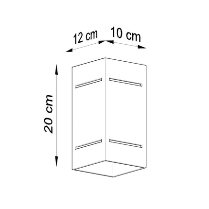 Schéma des dimensions : Applique Bloc Minimaliste en Aluminium Blanc