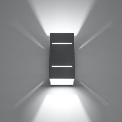Applique Bloc Minimaliste en Aluminium Gris vue de face