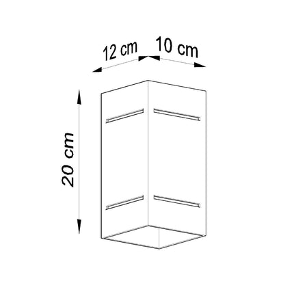 Schéma des dimensions : Applique Bloc Minimaliste en Aluminium Noir