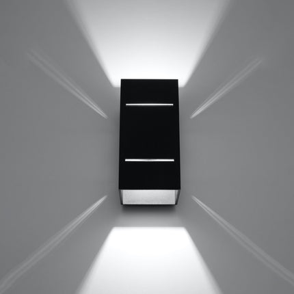 Applique Bloc Minimaliste en Aluminium Noir vue de face