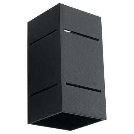 Applique Bloc Minimaliste en Aluminium Noir vue de profil