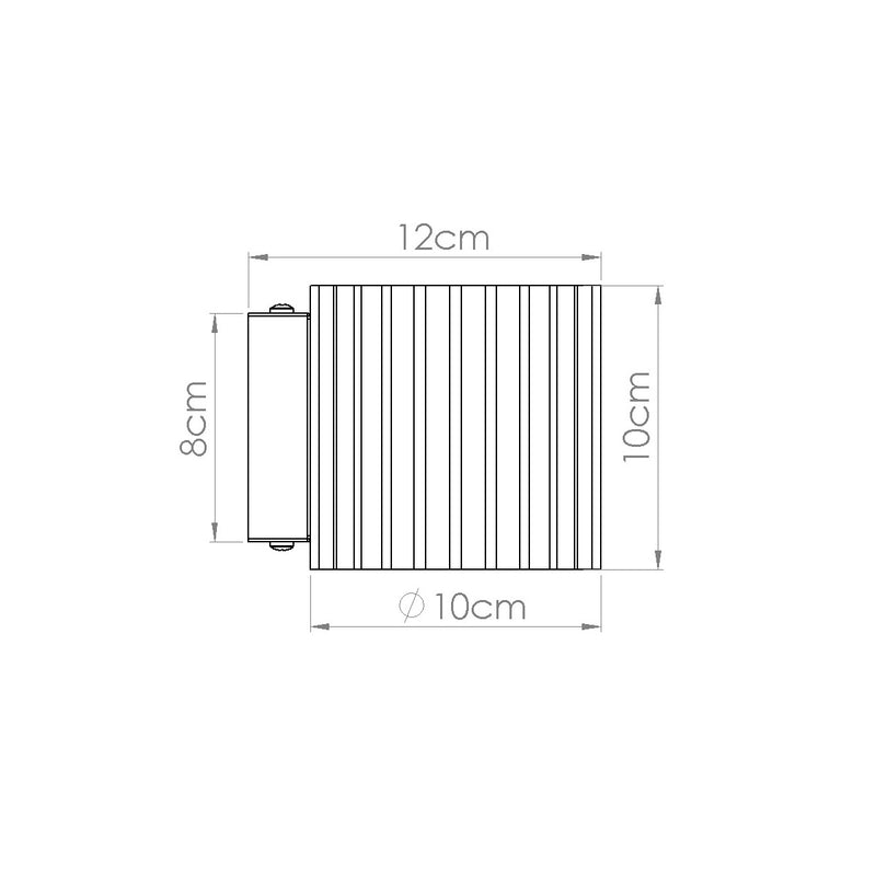 Dimensions Applique Murale Aura Aluminium Cannelé Noir
