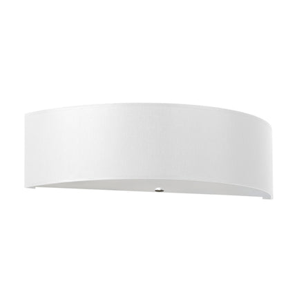 Applique Cercle Plein blanche, demi-cylindre en tissu blanc à diffusion haut et bas, vue de face.