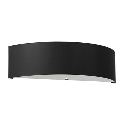 Applique Cercle Plein noire, demi-cylindre en tissu noir à diffusion haut et bas, vue de face.