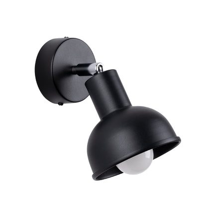 Applique murale Elba noire en acier, cloche orientable sur fond blanc