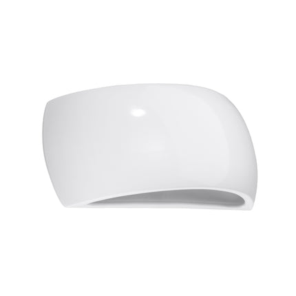 Applique murale Coquille en céramique vernie blanc brillant, vue de face sur fond neutre
