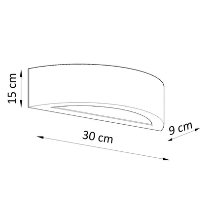 Schéma des dimensions de l'applique Croissant céramique blanche 30 cm