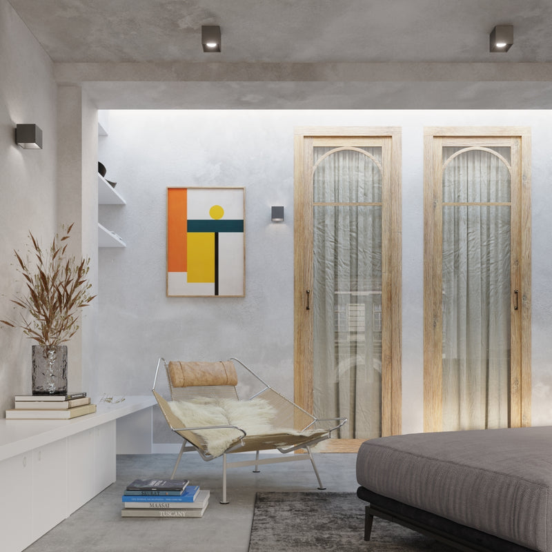 Dimensions Aplique de pared LED Cube antracita