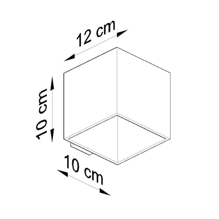 Schéma de cotes de l'applique cube anthracite, 10 x 12 x 10 cm