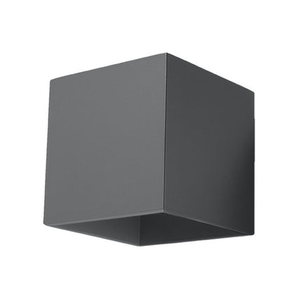 Applique murale cube anthracite en aluminium sur fond blanc